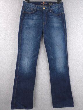 7 For All Mankind Jeans Womens 32 Mid Rise Boot Cut Stretch Blue Denim USA